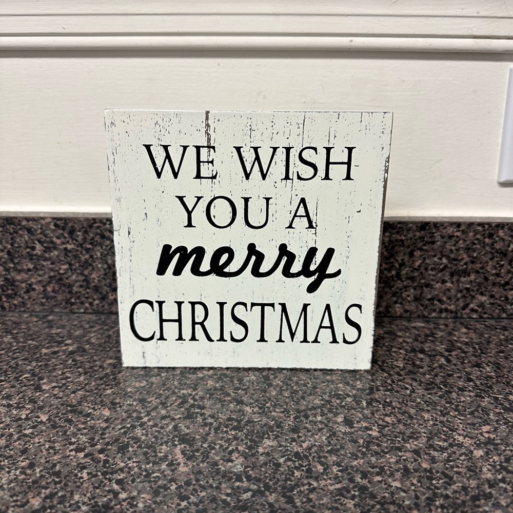 Christmas Distressed Wood Block Sign Home Decor